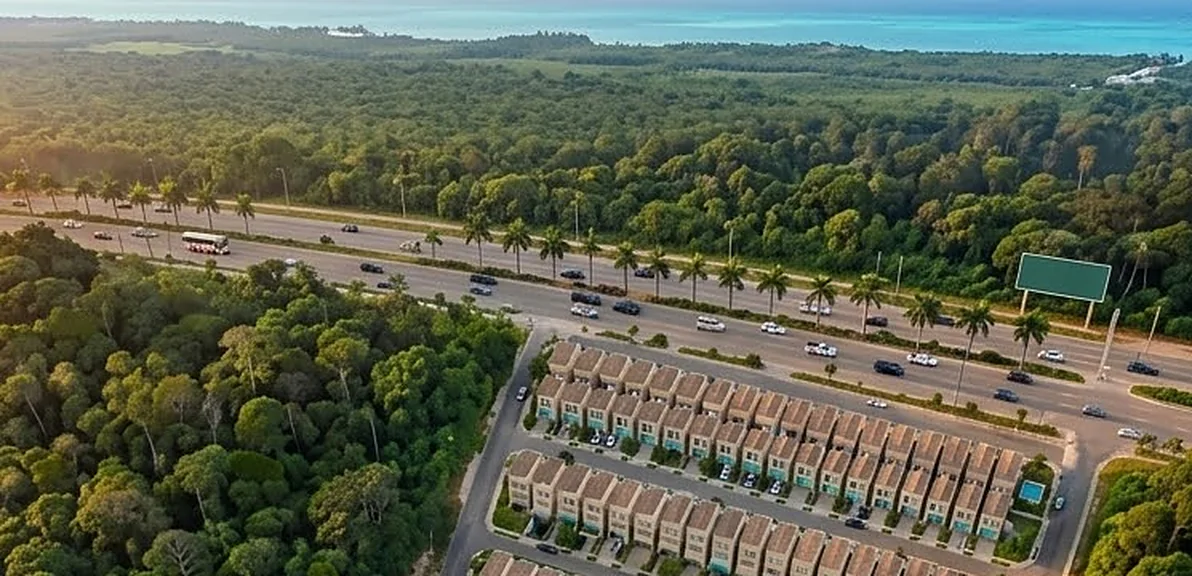 Render del acceso a Perlas 3 desde avenida principal